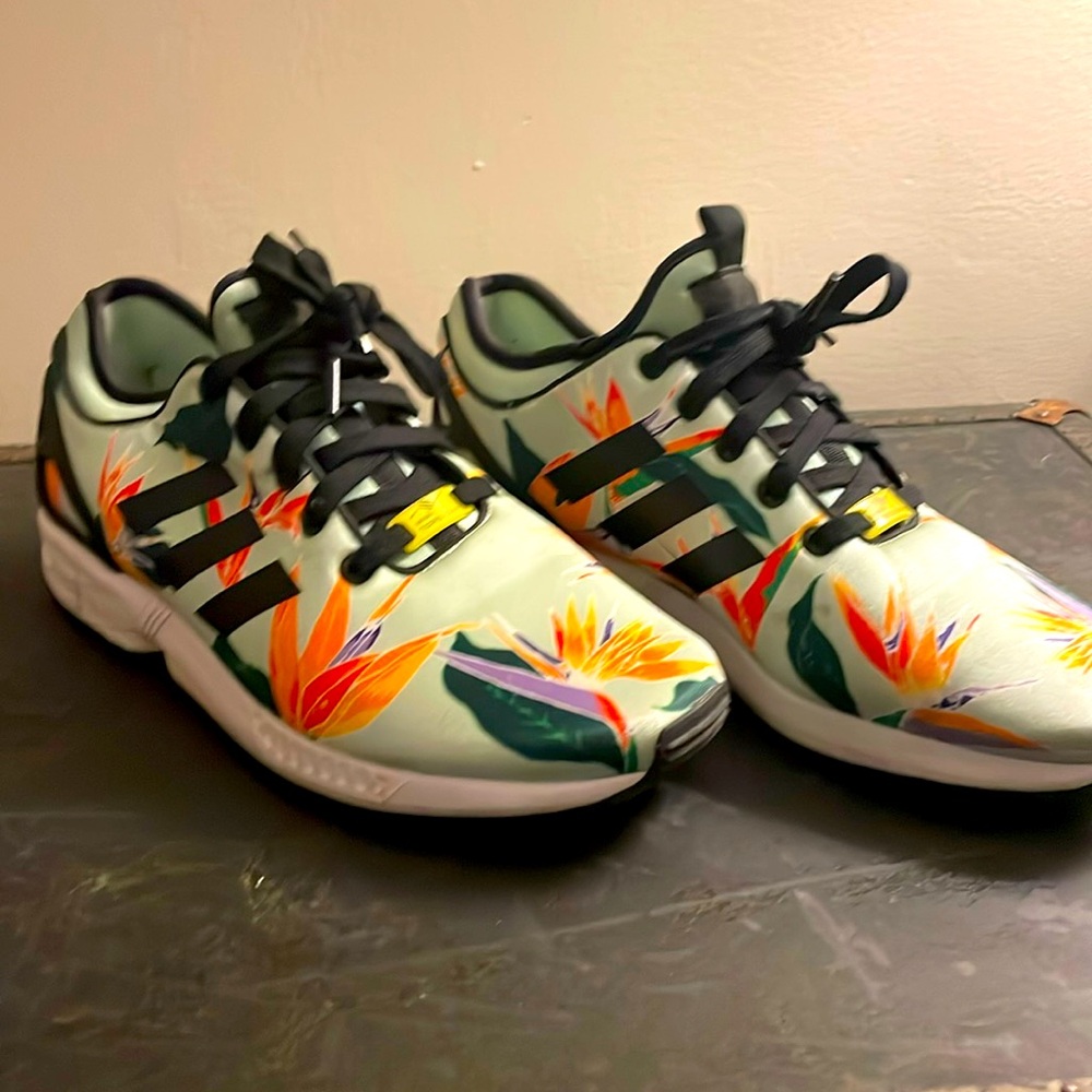 Adidas, B34468 Flux Torsion Mens Tropical Floral Print Athletic Sneakers 10